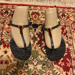 Tory Burch Black and Gold Sandals